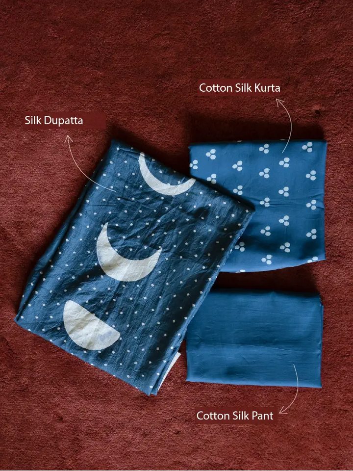 Humraha Indigo- Cotton Silk Fabric