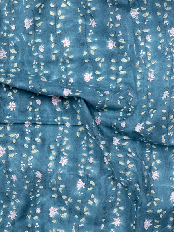 Bela Teal- Mul Chanderi Fabric