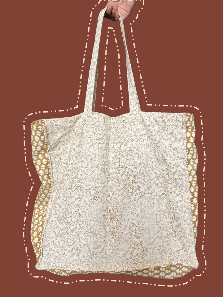 Humraha Tote- Ivory Mustard