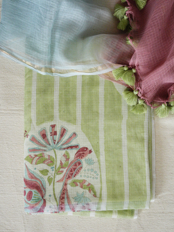 Perch Sage- Cotton Kota Doria Fabric