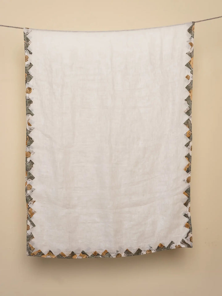 Patakha Ivory Olive- Linen Stole