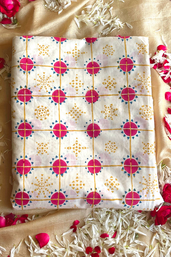 Chawk Mustard Rani - Cotton Fabric