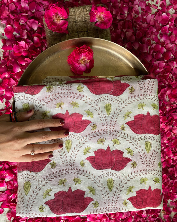 Kamala Crimson -  Mul Chanderi Fabric