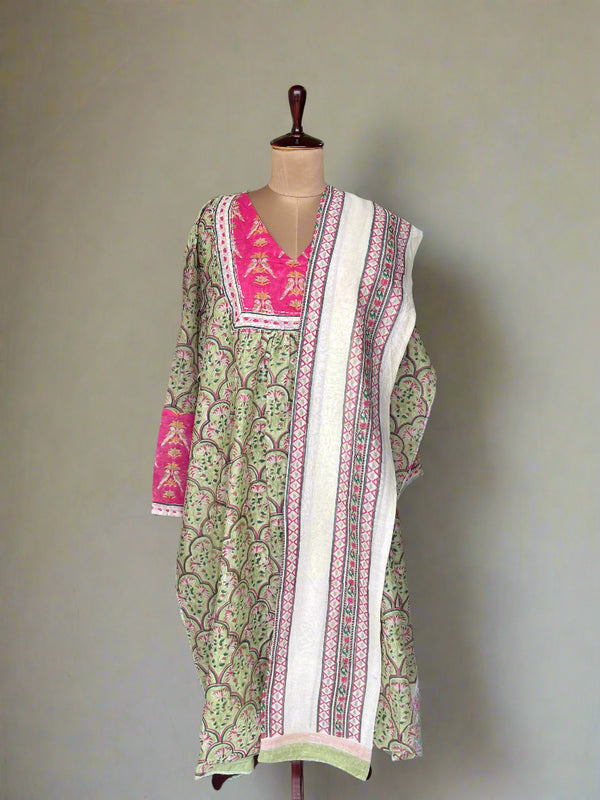 Heera- Jharokha Sage-  Summer Chanderi- Semi Stitched Kurta