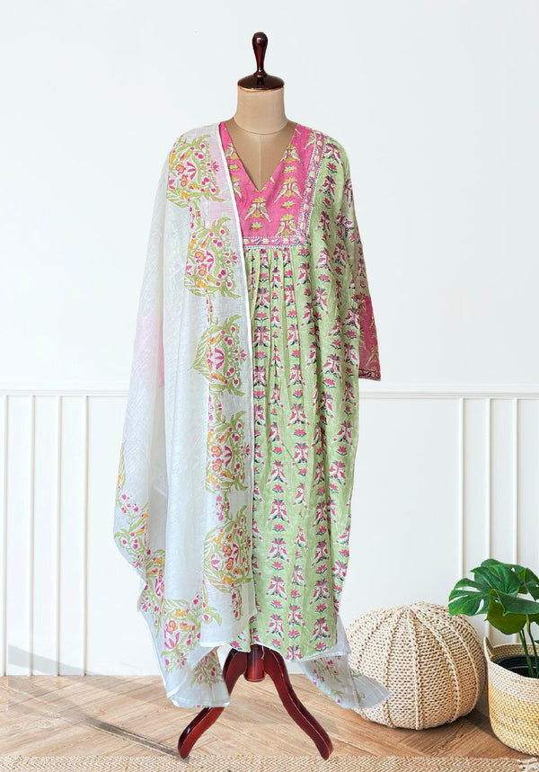 Heera- Mithu Moss-  Summer Chanderi- Semi Stitched Kurta